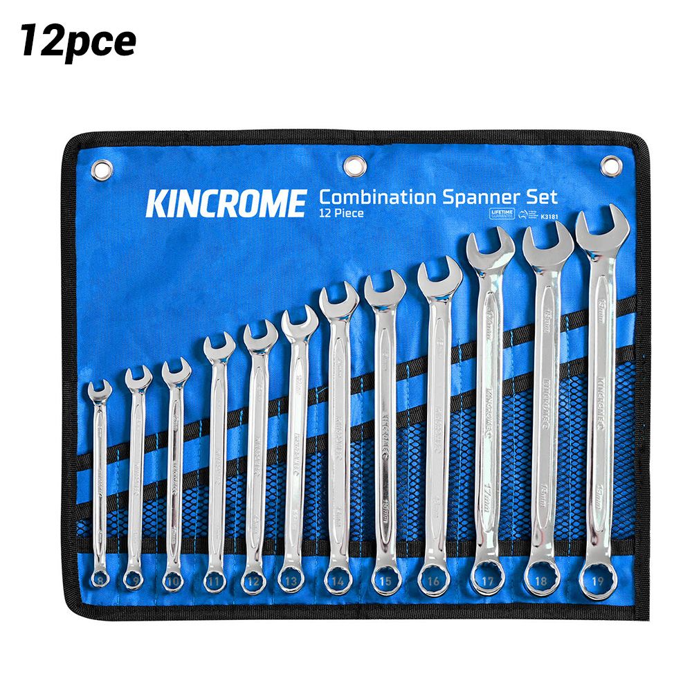 US PRO 12-Piece Metric Combination Spanner Set – 8mm To 19mm Chrome Polished