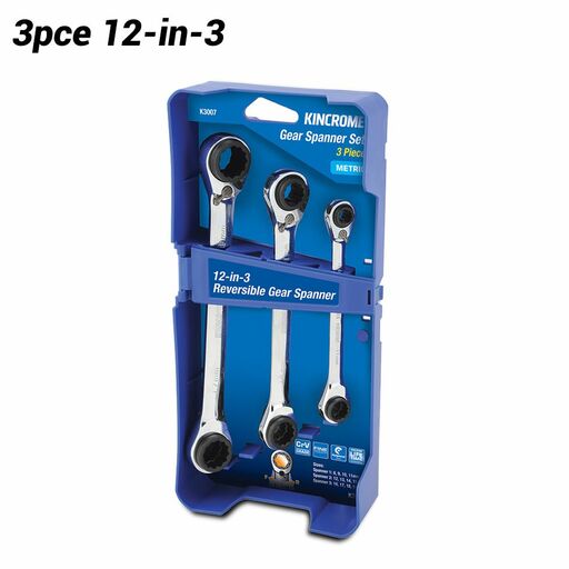 Kincrome K3007 3pce Double Ring 12-in-3 Gear Spanner Set