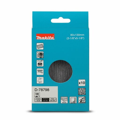 Makita D-78798 10-Pack 80mm x 130mm A180 Grit Mesh Sanding Sheets – image 3