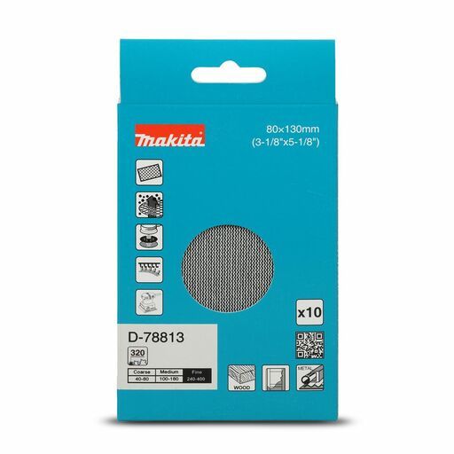 Makita D-78813 10-Pack 80mm x 130mm A320 Grit Mesh Sanding Sheets – image 3