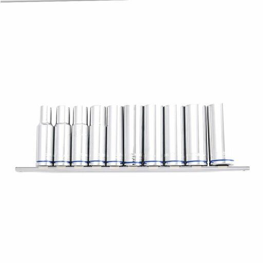Kincrome K2181 10pce 1/2" Drive Deep Socket Rail (Mirror Polish) - Metric