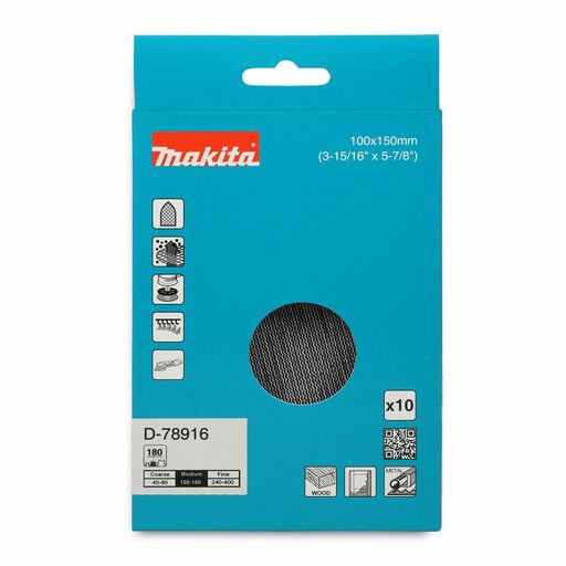 Makita D-78916 10-Pack 100mm x 150mm A180 Grit Mesh Sanding Delta Sheets – image 3