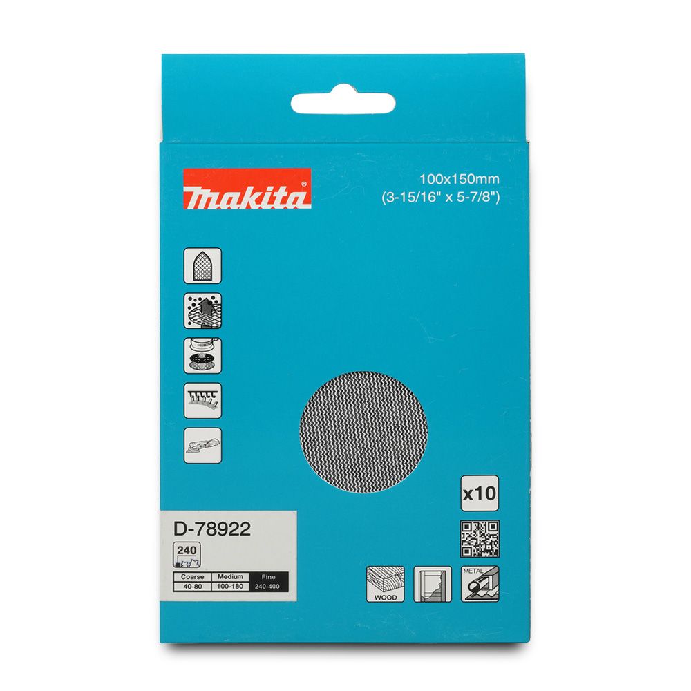 Makita D-78922 10-Pack 100mm x 150mm A240 Grit Mesh Sanding Delta Sheets – image 3