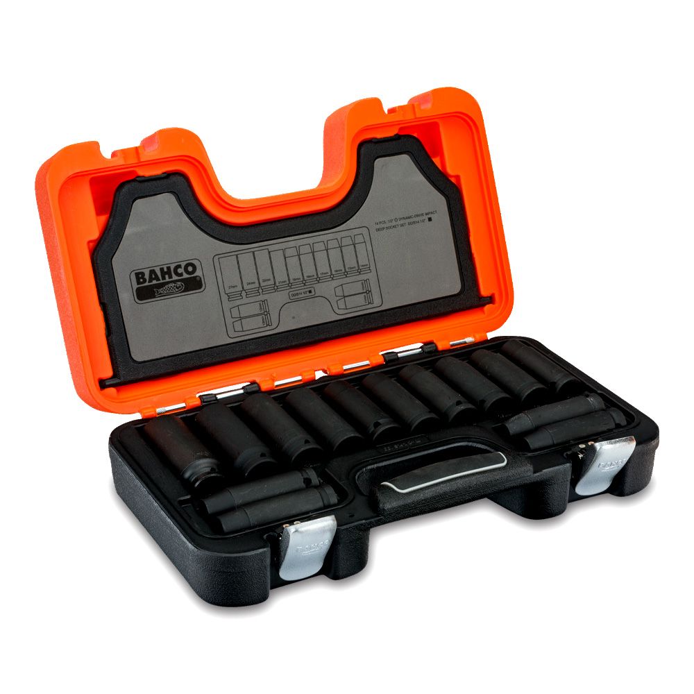 Bahco DD/S14 14pce 1/2" Square Drive Deep Impact Socket Set With Metric Hex Profile and Phosphate Finish – image 1