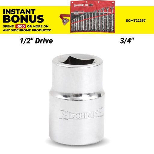 Sidchrome SCMT14431 3/4" x 1/2" Drive Imperial 12 Point Socket