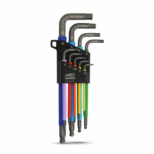 Bahco C1997LM/9P 9pce Metric Long Ball End Coloured Hex L-Key Set – image 4