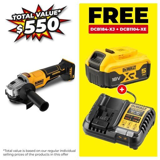 DeWalt DCG408N-XJ 18V XR Brushless 125mm Angle Grinder with Paddle Switch - Skin Only