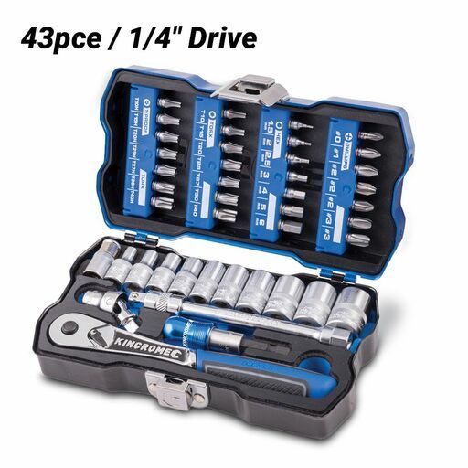 Kincrome K27000 43pce 1/4" Drive LOK-ON Socket & Bit Set