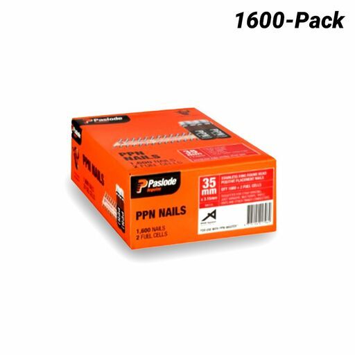 Paslode B60135 1600-Pack 35 x 3.15mm Stainless Steel Ring R Head Nails