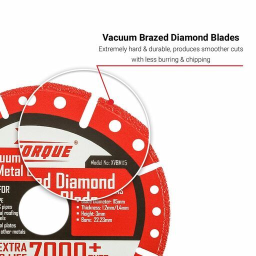 Xtorque XVBM115 115mm x 22.23mm x 1.2mm Vacuum Brazed Diamond Metal Cutting Blade – image 3