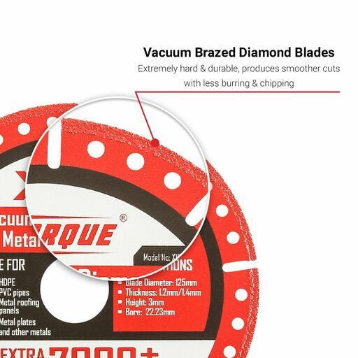 Xtorque XVBM125 125mm x 22.23mm x 1.2mm Vacuum Brazed Diamond Metal Cutting Blade – image 3