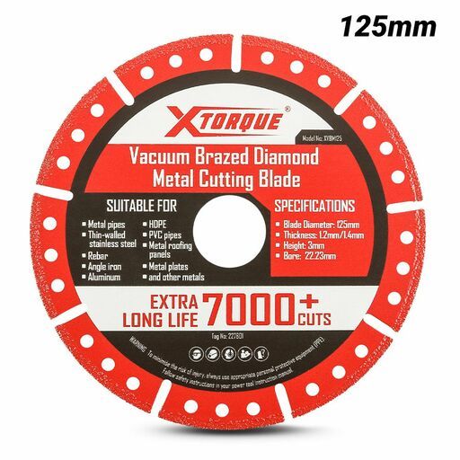 Xtorque XVBM125 125mm x 22.23mm x 1.2mm Vacuum Brazed Diamond Metal Cutting Blade