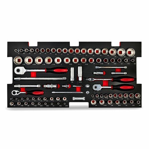 Sidchrome SCMT10163HR 226pce Metric & A/F 13 Drawer Red Hyper Colour Series Tool Kit Chest & Cabinet Set – image 7