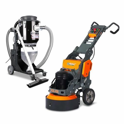 Flextool FCG-450 (FT100600-UNIT) + IDE2400 3HP 450mm (18") Planetary Concrete Floor Grinder with 2.4kW Twin Motor H-Class HEPA Vacuum Cleaner Dust Extractor – image 3