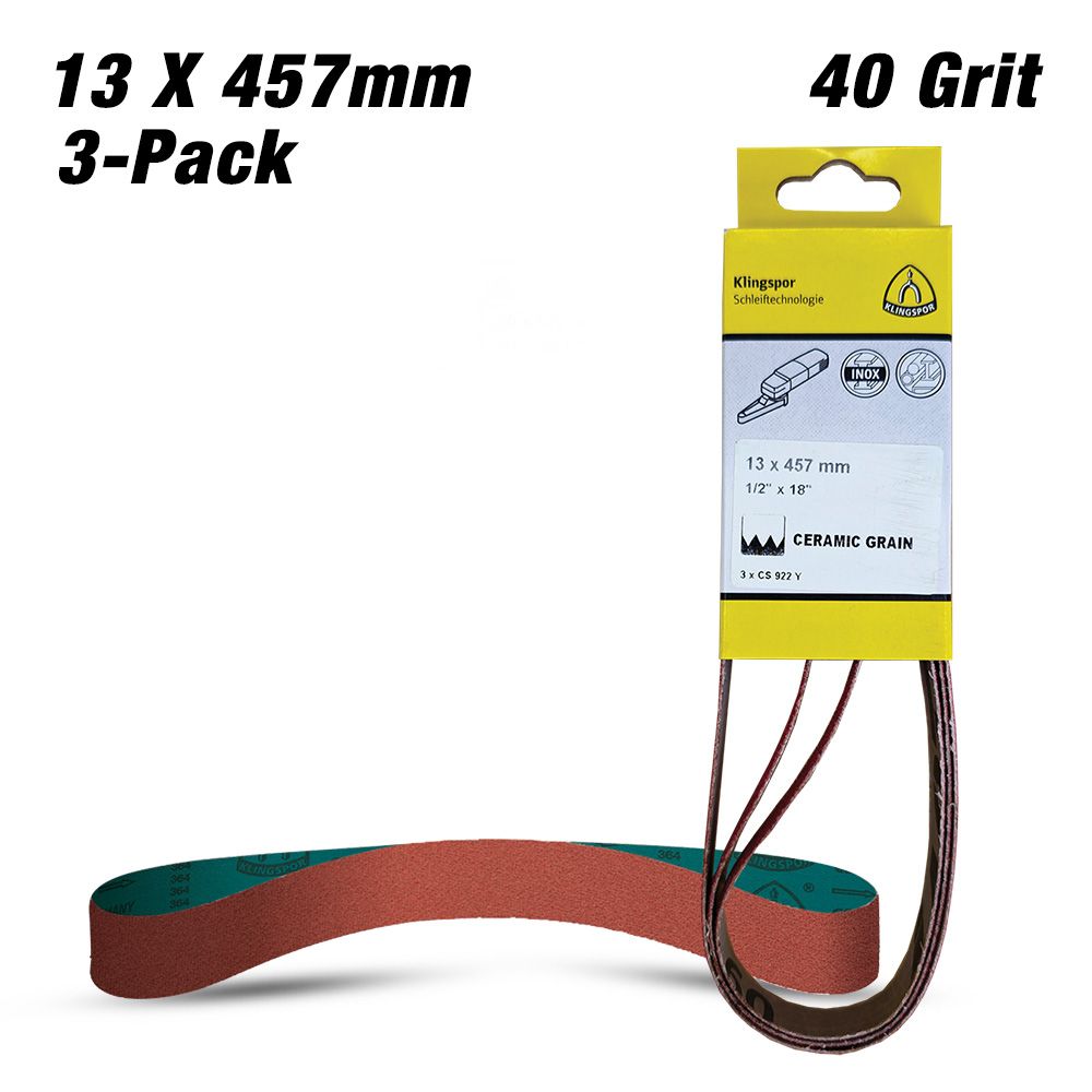 Klingspor 710198 3-Pack 13 X 457mm 40 Grit Ceramic Abrasive Belt – image 1