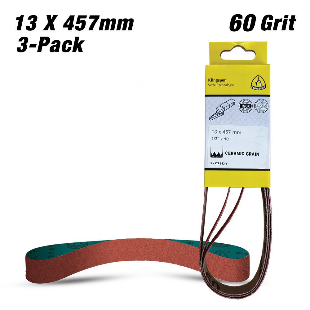 Klingspor 710199 3-Pack 13 X 457mm 60 Grit Ceramic Abrasive Belt – image 1