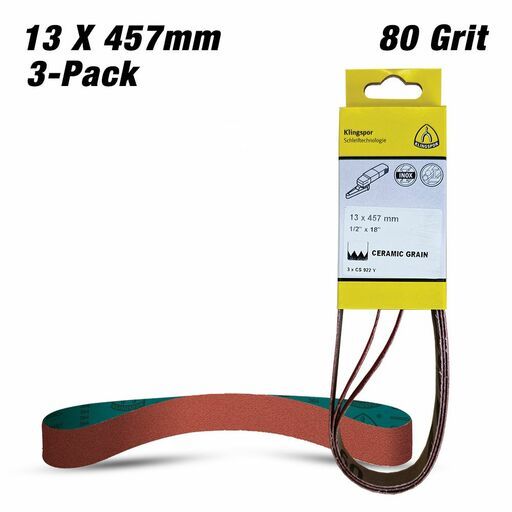 Klingspor 710200 3-Pack 13 X 457mm 80 Grit Ceramic Abrasive Belt