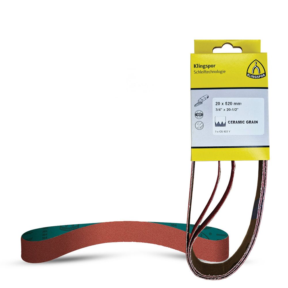 Klingspor 710201 3-Pack 20mm x 520mm 40 Grit Ceramic Abrasive Belt – image 2