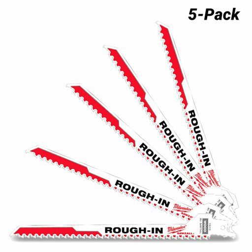 Milwaukee 48001610 5-Pack 185mm 7-3/8 5TPI SAWZALL Rough-In Blade – image 2