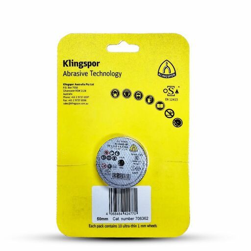 Klingspor 706362 10-Pack 50mm x 1mm x 6mm A 660 R Supra Flat Cutting-off Wheel - Small – image 3