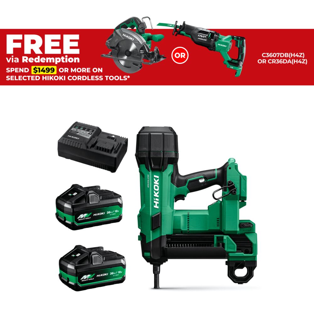 HiKOKI NC1840DA(HRZ) 18V 5.0Ah / 36V 2.5 Ah Li-ion MultiVolt Cordless Gasless Concrete Nailer Combo Kit – image 1
