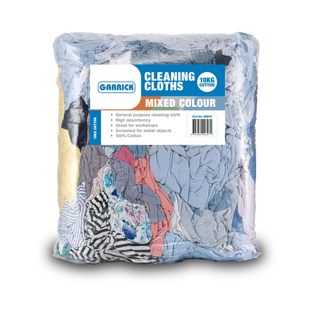 Garrick GMR10 Cotton Cleaning Rags - Mixed Colour 10kg – image 1