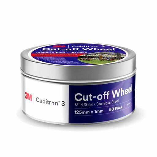 3M 7100377250 (86647) 50-Pack 125mm x 1mm x 22.23mm Abrasive Cubiton 3 Cut-Off Wheel Tin – image 4