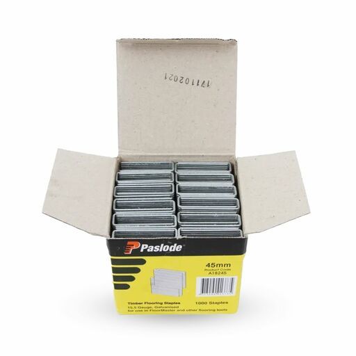 Paslode A18245 1000-Pack 45mm 15.5 Gauge Electro Galvanized 80 Series Flooring Staples – image 3