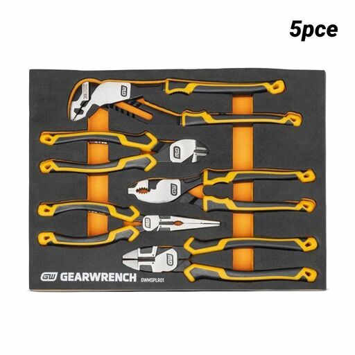 GEARWRENCH GWMSPLR01 5pce PITBULL Cushion Grip Pliers Set in Foam Storage Tray