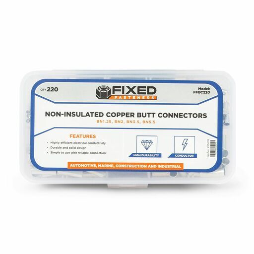 Fixed Fasteners FFBC220 220pce Non Insulated Copper Butt Connectors – image 2