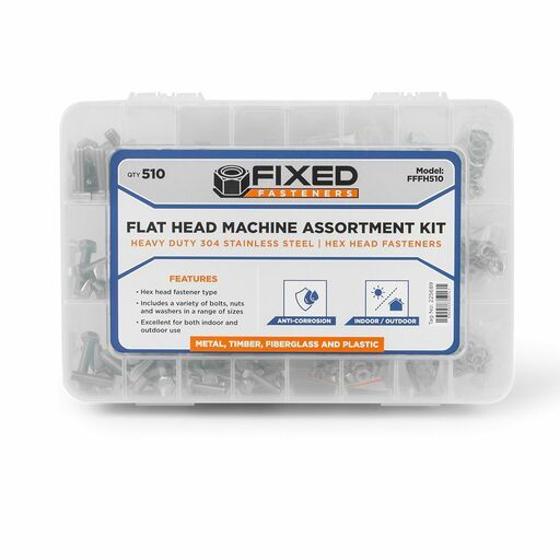 Fixed Fasteners FFFH510 510pce Hex Flat Head Machine Assorted Kit – image 2