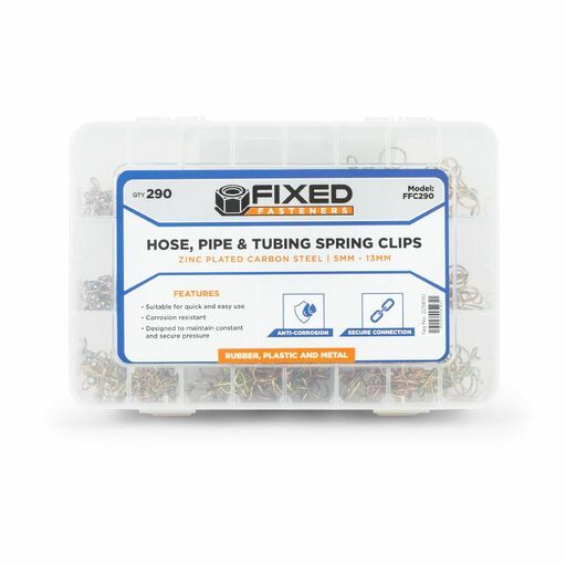 Fixed Fasteners FFC290 290pce 5mm - 13mm Zinc Plated Carbon Steel Hose, Pipe and Tubing Spring Clips – image 2