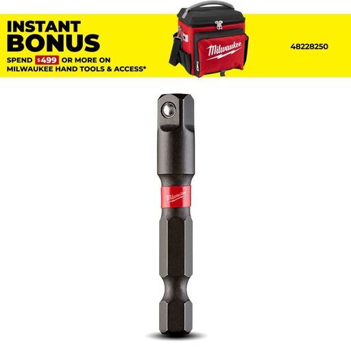 Milwaukee 48325030 1/4" Hex to 1/4" Square SHOCKWAVE Power Bit Socket Adapter