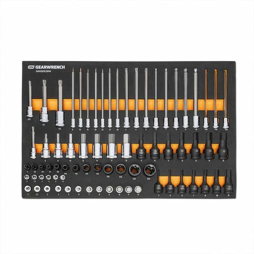 GEARWRENCH GWMSBSKCBMM 74pce 1/4", 3/8", 1/2" Drive Metric Bit Socket Set in Foam Storage Tray – image 3