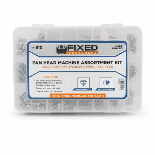 Fixed Fasteners FFPS510 510pce Heavy Duty Stainless Steel Pan Head Machine Assorted Kit – image 2