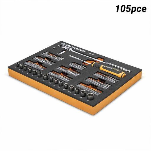 GEARWRENCH GWMSMBS01 105pce 1/4” Drive Slim Head Mechanics Tool Set in Foam Storage Tray