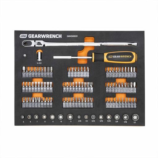 GEARWRENCH GWMSMBS01 105pce 1/4” Drive Slim Head Mechanics Tool Set in Foam Storage Tray – image 3