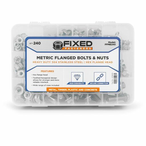Fixed Fasteners FFMB240 240pce Heavy Duty Stainless Steel Metric Flanged Bolts and Nuts – image 2