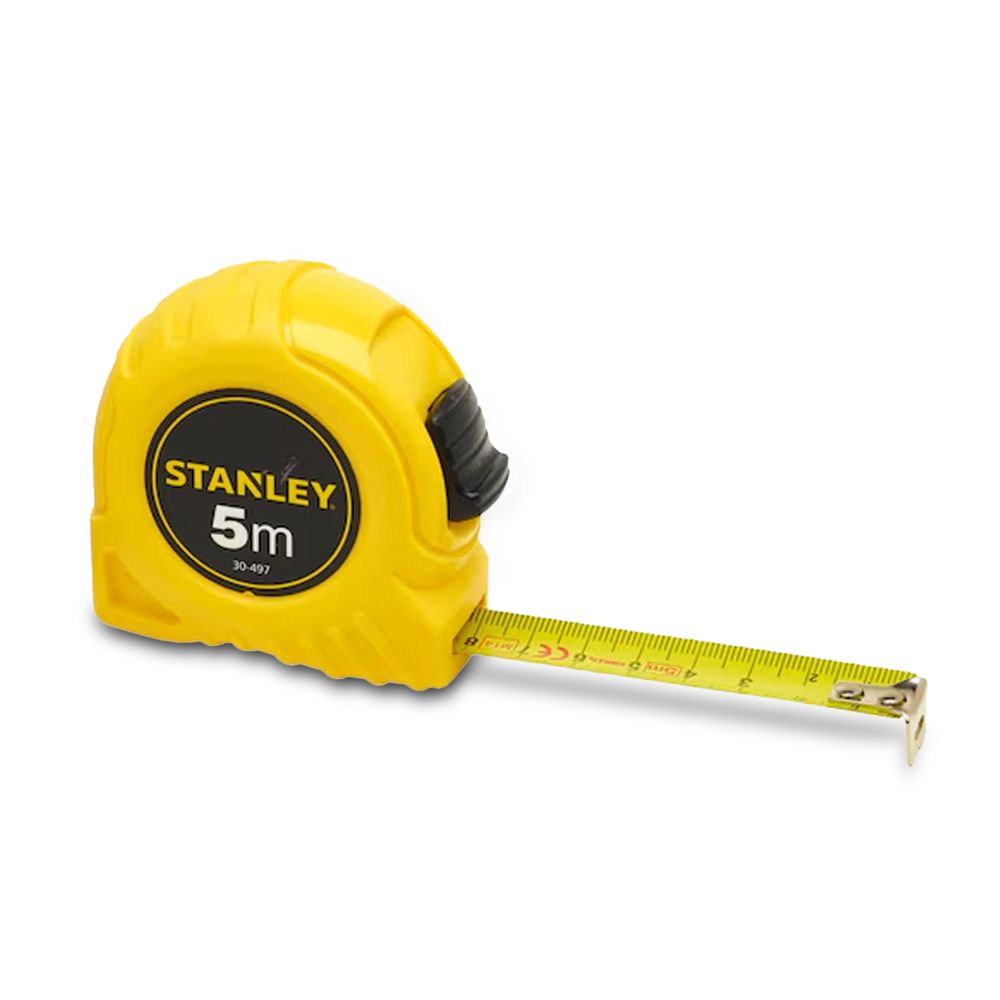 Mètre Ruban Stanley 5m - Jaune 19mm | Double Rivetage | Clip Ceinture | Résistant Aux Chocs