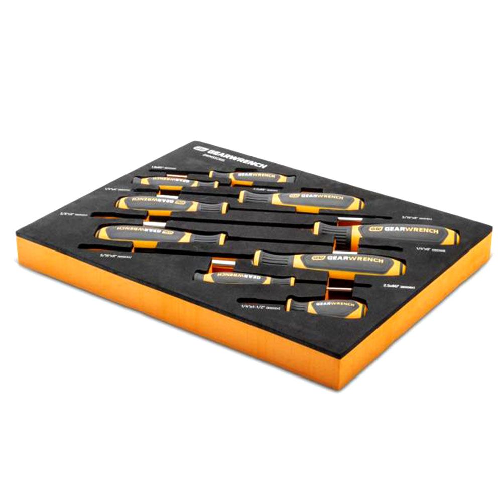GEARWRENCH GWMSSCRSL 9pce Slotted Dual Material Screwdriver Set in Foam Storage Tray – image 3