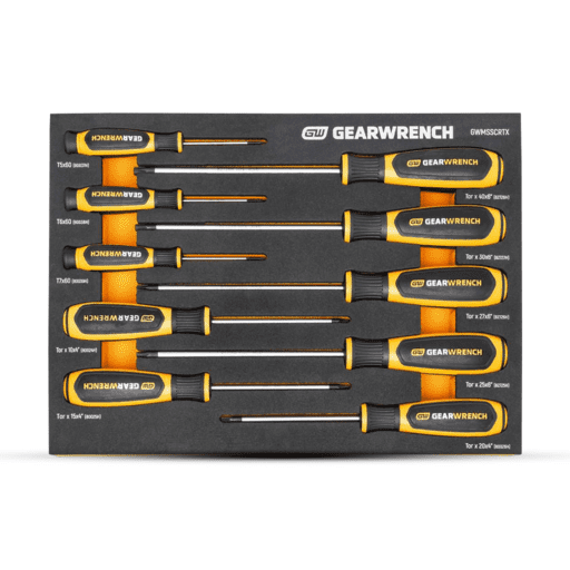 GEARWRENCH GWMSSCRTX 10pce Torx Dual Material Screwdriver Set in Foam Storage Tray – image 2