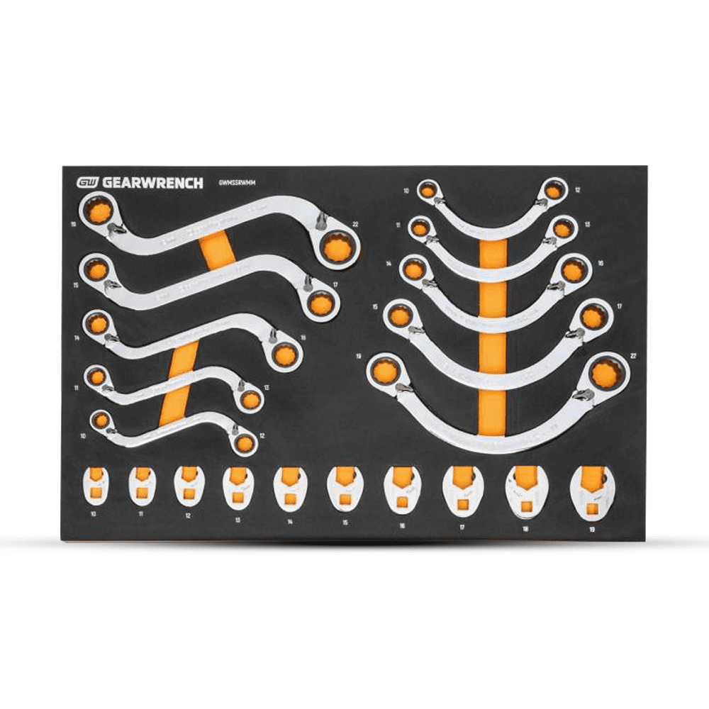 GEARWRENCH GWMSSRWMM 20pce Specialty Ratcheting Metric Wrench Set in Foam Storage Tray – image 2