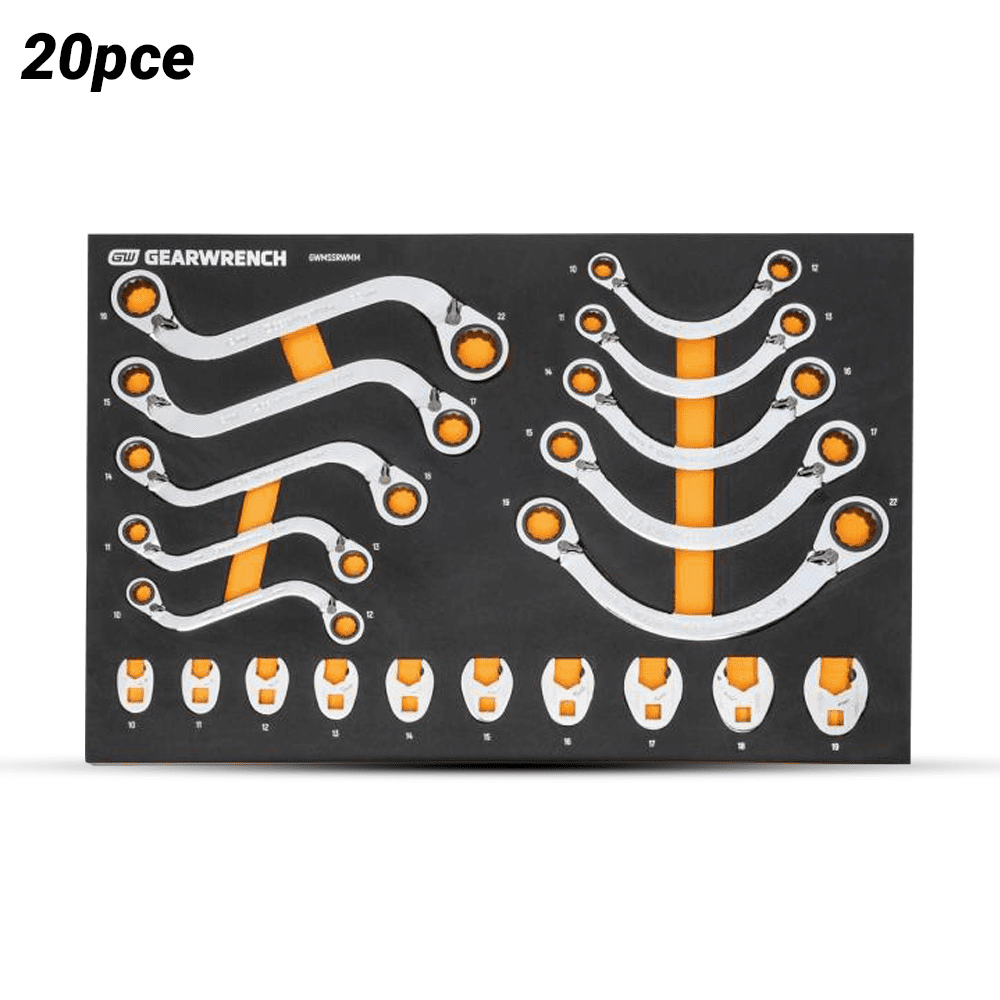 GEARWRENCH GWMSSRWMM 20pce Specialty Ratcheting Metric Wrench Set in Foam Storage Tray – image 1