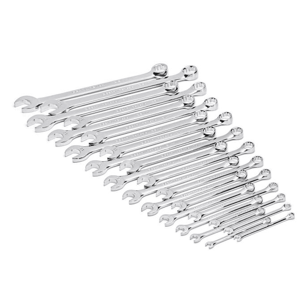 24-Piece Ratcheting Wrench Set – Metric (8-19mm) & SAE (1/4 To 7/8) With 72-Tooth Gears, Cr-V Steel For Tight Spots – Auto & Machine Repair