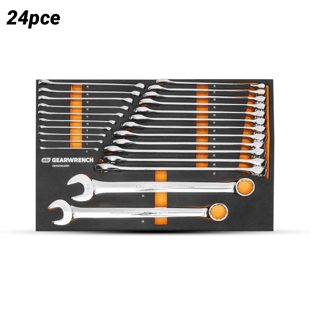 GEARWRENCH GWMSCWL12MM 24pce 12 Point Long Pattern Combination Metric Wrench Set in Foam Storage Tray – image 1