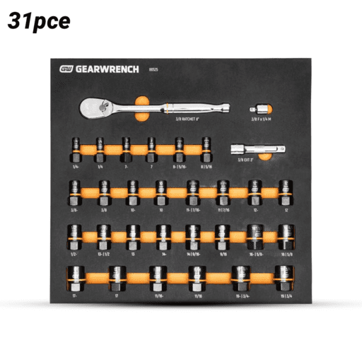 GEARWRENCH 86525 31pce 3/8" Drive 90T Ratchet and Bolt Biter™ Socket Set with Foam Storage Tray