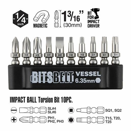 Vessel 2200MBH120K01 10pce Ball Grip Ratchet Interchangeable Screwdriver Bit Set - MADE IN JAPAN – image 3