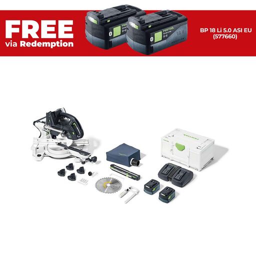Festool KSC 60 EB 5.0 I-Plus (578250) KSC 60 KAPEX 18V 5.0Ah Cordless 216mm Slide Compound Mitre Saw Combo Kit