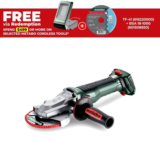 Metabo WVBF 18 LT BL 11-125 (601307840) 18V Li-ion Cordless Brushless 125mm Variable Speed Flat-Head Angle Grinder - Skin Only
