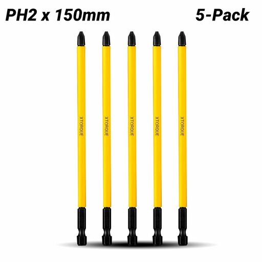 Xtorque X5TB2150 5-Pack PH2 x 150mm Insulated Tube Driver Bits Made In Japan